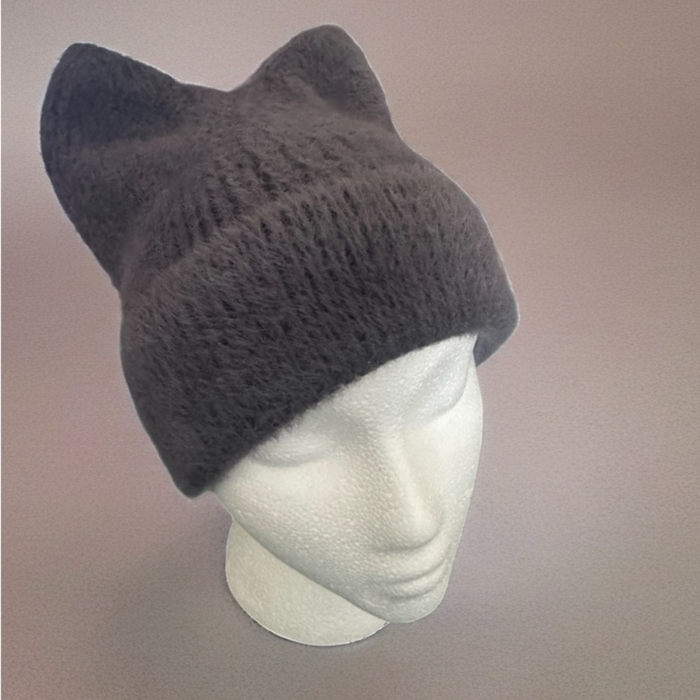 Gray Cat Ear Knit Beanie